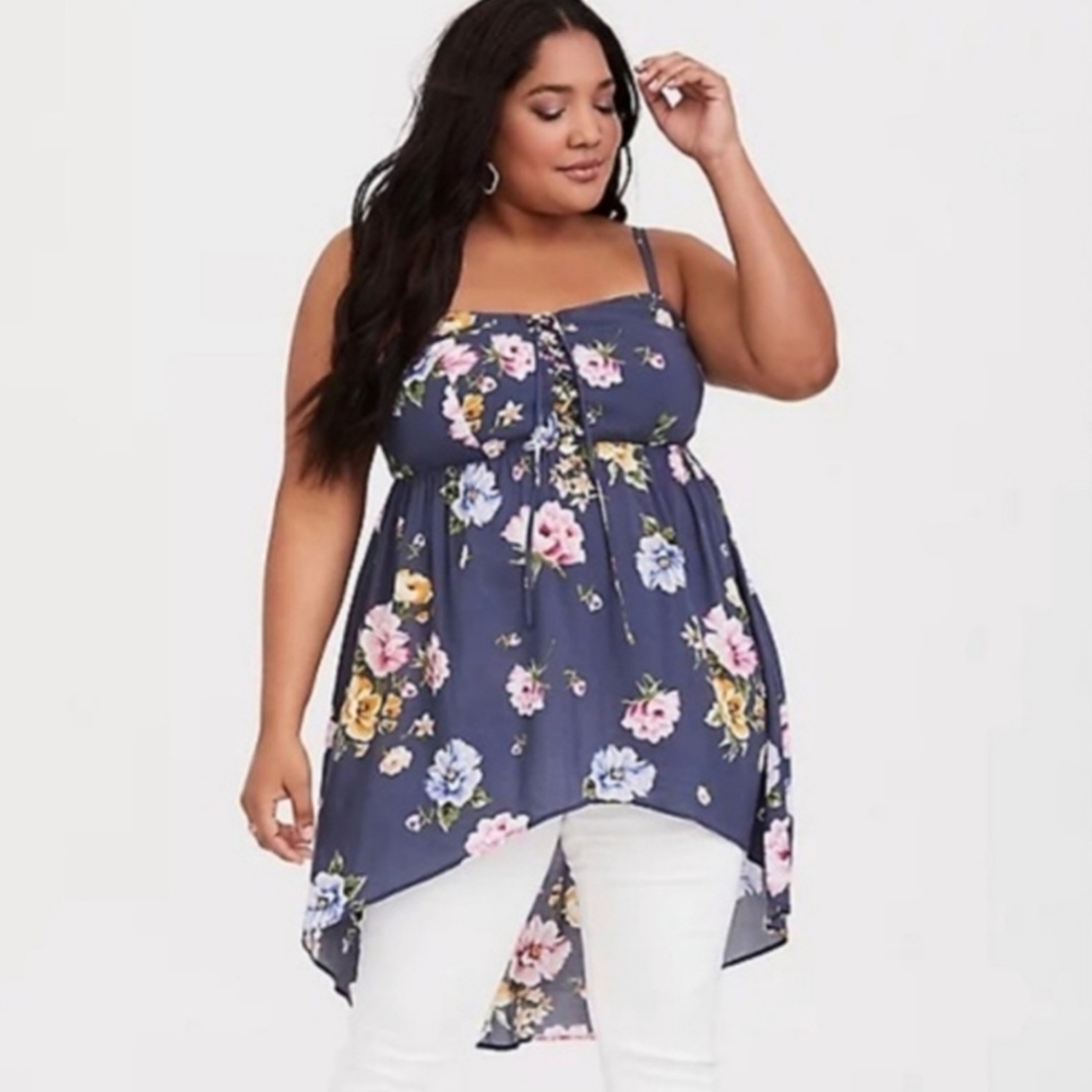 NWT Torrid Floral High Low Challis with adjustable straps